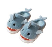 Shark Chaussons d'hiver en peluche pour femme - Chaussons chauds et moelleux - Confortables - Antidérapants - Plates - Pour l'intérieur et l'extérieur, bleu ciel, 40 EU