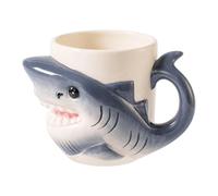 Shark Coffee Mug - Large Capacity Drinkware, Durable Ceramic Cute Animal Cups, Comfortable Handles Hot Cocoa Steins, Unique 3D Sculpted Water Beverage Mugs - For Home Kitchen Cafe Restaurant