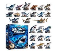 Shark Countdown Calendar, 24-Day Collectible Ornament with Shark Desk Desig | Christmas Countdown for Holiday Party, Table, Cabinet, Bookshelf, Living Room