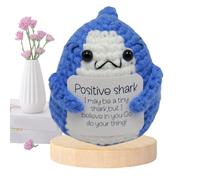 Shark Crochet | Positive Crochet Shark Doll | Motivational Positive | Shark Crochet Ornamentcute Handmade Pocket Woven Plush Pendant Motivational Pickle Unny Support Pickled Decor for Kids