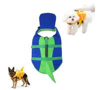 Shark Dog Life Jacket with Chin Float, High Buoyancy Dog Life Vest with Head Support & Rescue Handle, Adjustable Reflective Puppy Swimming Vest for Small Medium Large Dogs (Blue,X-Large)