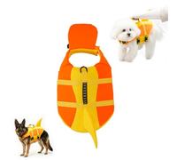 Shark Dog Life Jacket with Chin Float, High Buoyancy Dog Life Vest with Head Support & Rescue Handle, Adjustable Reflective Puppy Swimming Vest for Small Medium Large Dogs (Yellow,X-Large)