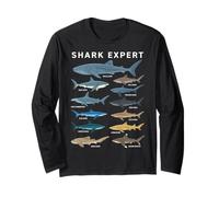 Shark Expert Chart Kids Boys Men Ocean Species Manche Longue