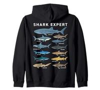 Shark Expert Chart Kids Boys Men Ocean Species Sweat à Capuche