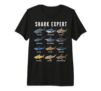 Shark Expert Chart Kids Boys Men Ocean Species T-Shirt Haut de Gamme