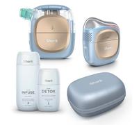 Shark FacialPro Glow + DePuffi soins du visage à domicile hydropropulsé, appareil visage éclat, +128% d'hydratation, pores resserrés, thérapie froid et chaud, sac de rangement - Bleu Spa FH320AMZEU