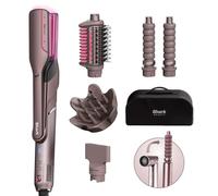 Shark FlexFusion HD652SUK Sèche-cheveux et fer à lisser en céramique, 5 accessoires de coiffage, pas de dommages par la chaleur, bouclier du cuir chevelu, étui Cosmic Blush