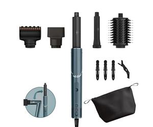 Shark FlexStyle HD450TLEU Kit cadeau avec sèche-cheveux et coiffeur en édition limitée 5 en 1, fer à friser, brosse ronde, concentrateur, pinces et étui, sans dommages causés par la chaleur, bleu