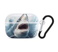 Shark in The Sea Coque pour AirPods Pro 2, coque de protection rigide antichoc pour homme et femme, compatible avec coque Airpod Pro 2e/1ère génération, avec porte-clés - Blanc