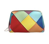 Shark in The Sea Trousse de maquillage en cuir de grande capacité, trousse de rangement de voyage, double usage, trousse de toilette et trousse de maquillage, Plaid coloré., Taille unique, Cartable