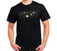 Shark Infested Water Line Art T-Shirt Sea Great White Sharks Birthday Gift Black M