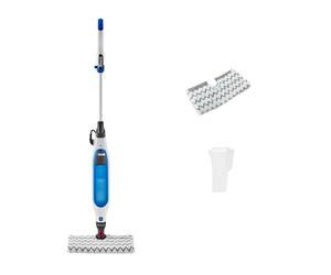Shark Klik n' Flip Steam Mop pour sols durs avec Steam Blaster, 2 tampons de nettoyage lavables et flacon de remplissage, capacité de 350 ml, cordon d'alimentation de 6 m, Blanc/Bleu S6001EU