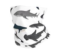 Shark Masque facial imprimé nautique bandana cache-cou foulard magique bandeau sans couture Guêtre sport extérieur, blanc, taille unique
