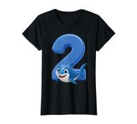 Shark Numéro 2 Anniversaire Océan Fête pour Enfants 2ème Plage Poisson Deux T-Shirt Graphique avec Valeur, Femme, Noir, M