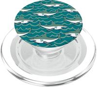 Shark Ocean Beach Waves Surfer Gris Bleu PopSockets PopGrip pour MagSafe