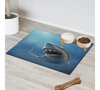 Shark OceansJaw Tapis d'alimentation pour chat et chien Tapis d'alimentation pour animal domestique Tapis d'alimentation absorbant Nti-Slip Contain Spills Protège les sols Set de table 30,4 x 50,8 cm