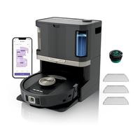 Shark PowerDetect Aspirateur Robot Laveur avec Base autovideuse et nettoyante de 60 Jours - Navigation 3D LiDAR - Wi-FI/App - 4 tampons Anti-microbiens, 1 Cartouche Anti-odeurs et 2 brosses - Noir