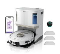 Shark PowerDetect 2-en-1 Robot Aspirateur Lavage, NeverTouch Pro Autovideur Autoremplissage 60 Jours, Navigation 3D LiDAR, Contournement Obstacles NeverStuck, Wi-FI/App/Alexa, Blanc AV2800ZEEUWH