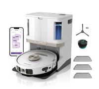 Shark PowerDetect Robot aspirateur à vidage automatique avec navigation 3D et LiDAR, base anti-allergène/anti-odeur, contournement obstacles, moquettes et sols durs, WiFi/App, blanc AV2820VEEUWH