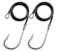 Shark Rig Lot de 2 hameçons de pêche en eau salée avec hameçons de requin au thon en acier inoxydable pour requins, thons et poissons dentaires