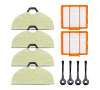 Shark RV2001WD/AV2001WD Kit de brosses latérales et chiffons de nettoyage pour robot, lot de 4 brosses latérales + 4 chiffons en microfibre, compatibles avec les modèles RV2002WD/RV2000WD/AI VACMOP