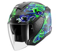 Shark Skwal Jet Pranz, casque ouvert S Mat Noir/Vert/Bleu Mat Noir/Vert/Bleu