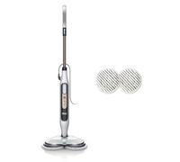 Shark Steam Mop, balai automatique à vapeur et à récurer, 2 tampons rotatifs, 3 réglages vapeur, assainit, élimine taches et saleté, utilisation sur tous les sols durs scellés, blanc et gris S8201EU