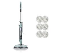 Shark Steam Mop Balai vapeur et à récurer, 3 modes S8201EUCP | 3 réglages vapeur, assainit, élimine taches et saleté, 2 tampons rotatifs, utilisation sur tous les sols durs scellés