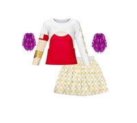 SharkBebe Costume de pom-pom girl Addison Zombies 4 avec pompons pour Halloween, costumade (couleur 03, 8 à 9 ans)