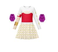 SharkBebe Costume de pom-pom girl Addison Zombies 4 avec pompons pour Halloween, costumade (couleur 04, 6 à 7 ans)