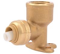 SharkBite 3/8 Inch x 1/2 Inch Drop Ear Elbow, FNPT, Push to Connect Brass Plumbing Fitting, PEX Pipe, Copper, CPVC, PE-RT, HDPE, U332LFA