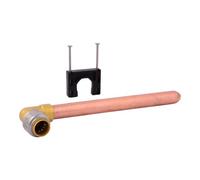 SharkBite Coude à 90 degrés max de 1,27 cm avec embout en cuivre de 20,3 cm, raccord de plomberie en laiton, tuyau PEX, cuivre, CPVC, PE-RT, HDPE, UR351A