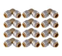SharkBite Lot de 12 coudes à 90 degrés Max 1/2", raccord de plomberie en laiton, tuyau PEX, cuivre, CPVC, PE-RT, HDPE, UR248