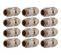SharkBite Lot de 12 raccords de plomberie en laiton de 1,27 cm, tuyau PEX, cuivre, CPVC, PE-RT, HDPE, UR008