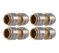 SharkBite Max UR016A4 Lot de 4 raccords de plomberie en laiton Push to Connect Tuyau PEX Cuivre CPVC PE-RT HDPE 3/4"