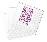 SharkBliss Lot de 50 serviettes de cocktail amusantes pour 16e anniversaire, pour garçons et filles, décoration double épaisseur, 12,7 x 12,7 cm (rose, vous avez été aimé depuis 16 ans...)