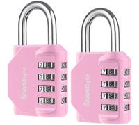 SharkByte Lot de 2 cadenas à combinaison robustes - Cadenas d'extérieur à 4 chiffres résistant aux intempéries - Serrure réinitialisable sans clé pour salle de sport, école, casier, abri de jardin