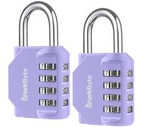 SharkByte Lot de 2 cadenas à combinaison robustes - Cadenas d'extérieur à 4 chiffres résistant aux intempéries, serrure réinitialisable sans clé pour salle de sport, école, casier, abri de jardin