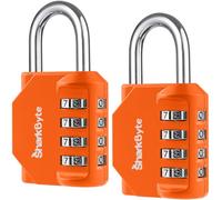 SharkByte Lot de 2 cadenas à combinaison robustes - Cadenas d'extérieur à 4 chiffres résistant aux intempéries - Serrure réinitialisable sans clé pour salle de sport, école, casier, abri de jardin