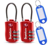 SharkByte Lot de 2 cadenas fins approuvés par la TSA, cadenas à combinaison de sécurité à 3 chiffres avec étiquettes, câble flexible, cadenas de voyage, serrures de valise, sac, casier de gym, petit