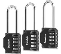 SharkByte Lot de 3 cadenas à combinaison [anse de 6,6 cm de long] Cadenas à combinaison robuste à 4 cadrans, résistant aux intempéries, pour salle de sport, école, casier, abri de jardin, garage,
