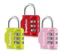 SharkByte Lot de 3 petits cadenas à combinaison à 3 chiffres, cadenas de sécurité extérieur résistant aux intempéries pour valises, sacs de voyage, casiers de gym, vélos et cadenas à code de rangement