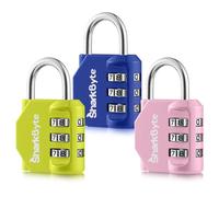 SharkByte Lot de 3 petits cadenas à combinaison à 3 chiffres, cadenas de sécurité extérieur résistant aux intempéries pour valises, sacs de voyage, casiers de gym, vélos et cadenas à code de rangement