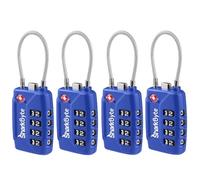SharkByte Lot de 4 cadenas à combinaison approuvés par la TSA - Cadenas de sécurité à combinaison de voyage à 4 cadrans en fil de câble flexible pour valises, serrures à bagages, valise, sac de voyage