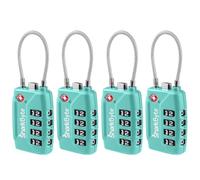 SharkByte Lot de 4 cadenas à combinaison approuvés par la TSA - Cadenas de sécurité à combinaison de voyage à 4 cadrans en fil de câble flexible pour valises, serrures à bagages, valise, sac de voyage