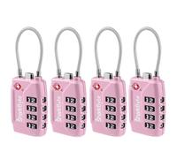 SharkByte Lot de 4 cadenas à combinaison approuvés par la TSA - Cadenas de sécurité à combinaison de voyage à 4 cadrans en fil de câble flexible pour valises, serrures à bagages, valise, sac de voyage