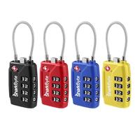 SharkByte Lot de 4 cadenas à combinaison approuvés par la TSA - Cadenas de sécurité à combinaison de voyage à 4 cadrans en fil de câble flexible pour valises, serrures à bagages, valise, sac de voyage