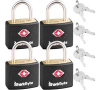 SharkByte Petits cadenas approuvés par la TSA avec clés [Lot de 4, 8 clés] - Cadenas pour valises et bagages pour voyage, salle de sport, sacs à dos, sacs pour ordinateur portable et fermetures éclair