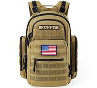 SHARKMOUTH Sac à dos à langer pour homme et femme, sac à dos militaire Molle pour papa avec porte-biberons isolés et poche pour lingette, grande capacité pour les tout-petits avec patch drapeau
