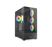 Sharkoon AK6 RGB Noir - Boîtier PC ATX/micro ATX/Mini-ITX, 4x120mm RGB, USB 3.2 Gen 1/Gen 2x2, Baies 2x3.5"/4x2.5", Ventilation 120/140mm